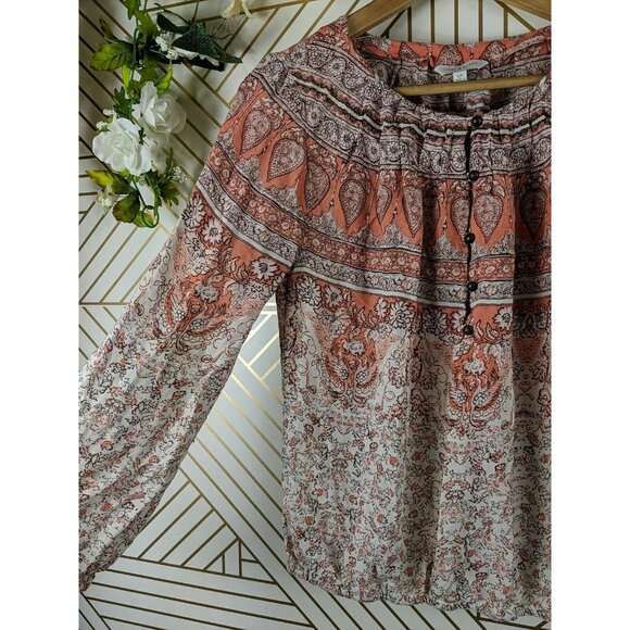 Lucky Brand Paisley Printed Pattern Top Size Small button up - Picture 7 of 8